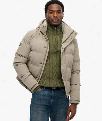 Superdry Men's Everest Short Hooded Puffer Jacket Dark Grey Size: S
