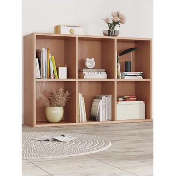 【樂樂】好好Q書架 木質兒童儲物單元格書櫃 二行三列-原木色帶背板款(實木落地書架 自由組合 多格收納)二行三列-原木色帶背板款