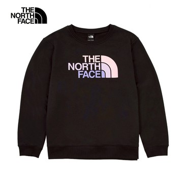 The North Face北面女款黑色大尺寸LOGO印花長袖大學T｜8DC7JK3