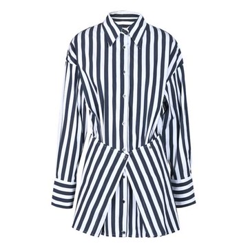 EAM STUDIO假兩件設計感小眾條紋襯衫裙女中長款長袖連衣裙春秋季