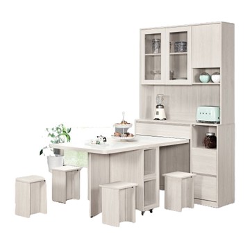 【MUNA家居】華爾斯4尺仿石面多功能組合餐桌/全組