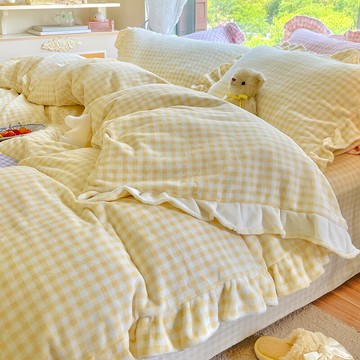 ins風加厚雙面牛奶絨床上用品四件套冬季法蘭珊瑚絨加絨被套床單4