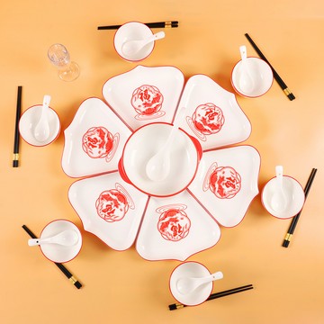 陶瓷餐具 餐具組合 新婚家用喬遷碗碟保險年會員工福利餐具禮盒陶瓷拼盤套裝30件套「限時特惠」