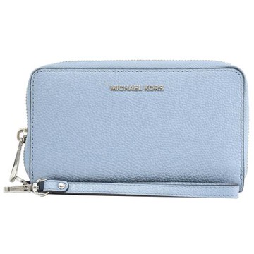 MICHAEL KORS JET SET 荔紋皮革手提式中夾.淡藍