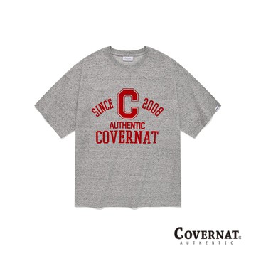 [COVERNAT] 男女同款休閒百搭字母印花短袖圓領打底衫T恤 （麻灰色）[H8]