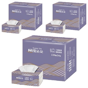 Super Do 極度朵朵 超厚柔抽取式花紋衛生紙 三層  1入  72包