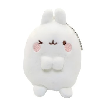 MOLANG 萌浪兔 絨毛鑰匙圈吊飾(珠鏈鐵)  8cm  眨眼萌浪 白色  1個