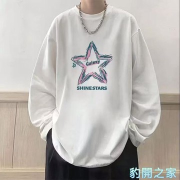 【豹開之家】M-8XL男生長袖T恤 大尺碼內搭打底衫 休閒寬鬆百搭圓領長袖上衣 印花T恤 薄款大學T 男生衣服C2016