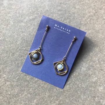 【如是著物】靜謐天然石｜黃銅耳環｜天使石(可改夾)