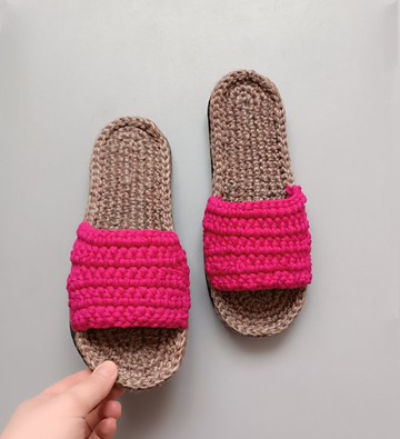 手工制作拖鞋 女式露趾凉鞋 防滑平底室内环保家居麻布