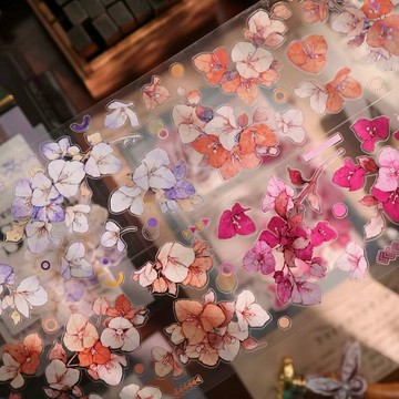 壹洱文創新品 18 期切模【三角梅】和紙膠帶花花手賬 PET 貼紙