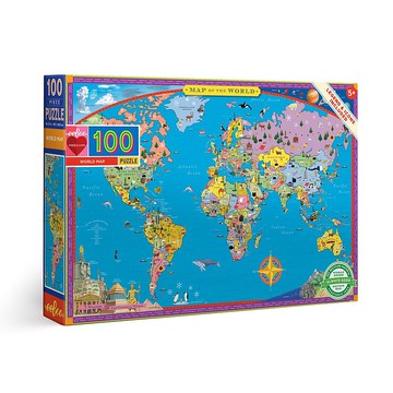 eeBoo 100片拼圖 -  世界地圖 World Map 100 Piece Puzzle