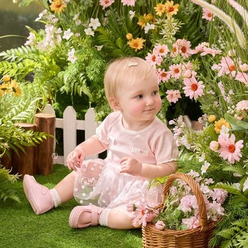 小香兔蕾絲滾邊立體花短袖兔裝