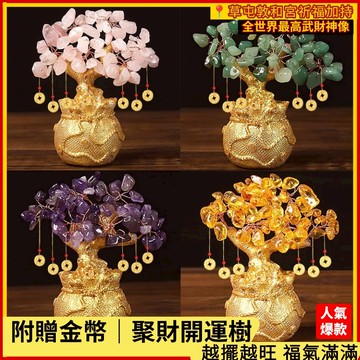 台灣現貨｜草屯敦和宮祈福加持【開運發財樹】主祀武財神趙公明 附6招財錢幣 聚財聚富 居家風水擺設 招財樹 招財擺件