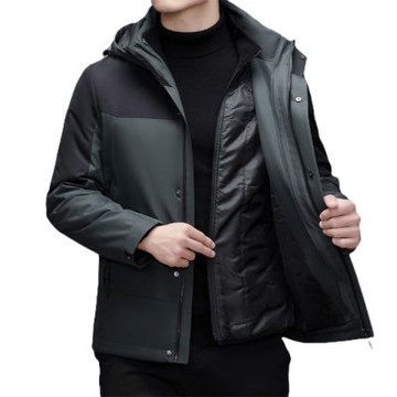 【米蘭精品】現貨+預購 頂級真羽絨外套90%鴨絨羽絨衣秋冬外套上衣大碼休閒男裝-連帽三防三穿短款3色74mt58