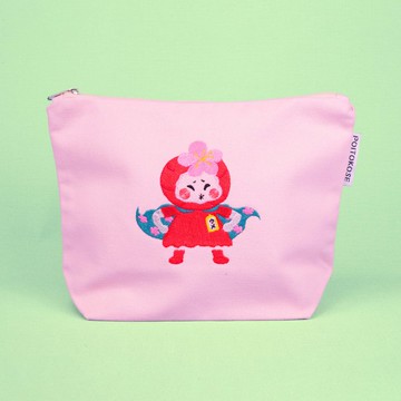 刺繡化妝包【吃梅子變身英雄的女孩】