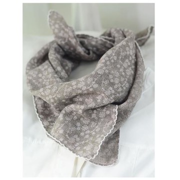 日系個性灰色小碎花棉麻小方巾女 文藝森女發帶絲巾花邊裝飾領巾