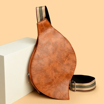 胸包 單肩包 防水包 腰包 熱銷葉子形狀斜挎胸包復古女士腰包可調節寬肩帶百搭女包