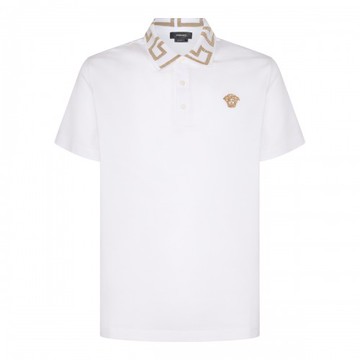Versace - White Cotton-viscose Blend Polo Shirt S