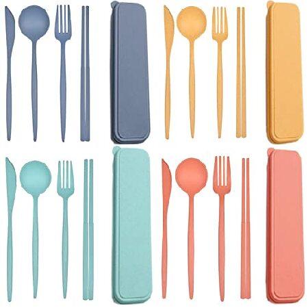 Plastic Travel Utensils, Sets Camping Utensils Plastic Spoons and Forks Set Plastic Silverware, Portable Reusable Utensils Set with Case for Picnic,