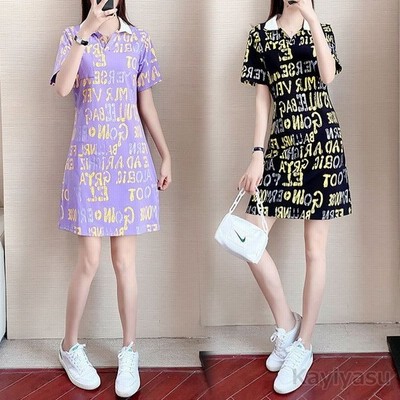 人気ゴルフウェア ポロワンピース レディース スポーツチュニック 英字柄 ゴルフワンピース ロングポロシャツ 夏コーデ 通気吸汗 半袖 Polo Aライン きれいめ 通販 Lineポイント最大get Lineショッピング