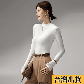 🌷新店優惠🌷2025新款女生爆款半高領打底衫新款秋冬裝雙麵德絨內搭長袖時尚時髦上衣德絨內搭長袖時尚時髦上衣