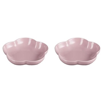 LE CREUSET 瓷器花型盤  亮粉色  20cm  2個