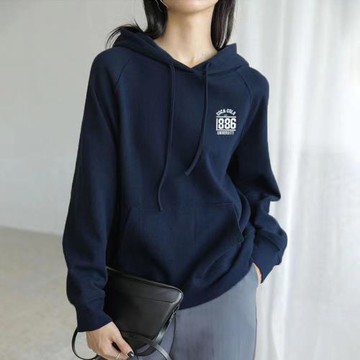 連帽衛衣女2025新款秋冬寬松顯瘦體恤純棉長袖印花百搭套頭上衣潮