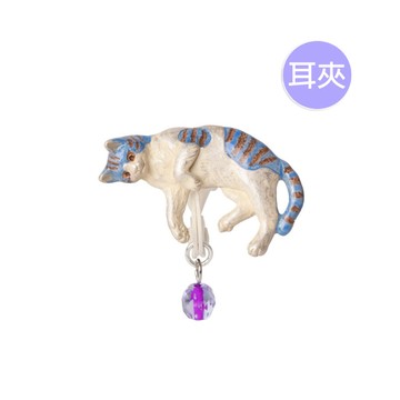 【Palnart Poc 官方正品｜4F】4FEC004 自嗨貓咪 耳骨夾｜日本製 貓與珠珠 職人手工著色 Cat