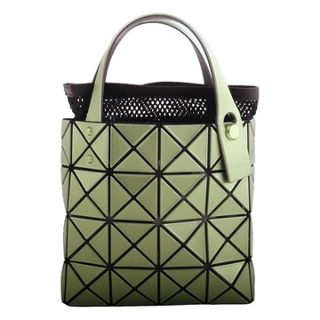 ISSEY MIYAKE  BAOBAO幾何方格附折疊購物袋小手提包(珍珠綠)S款