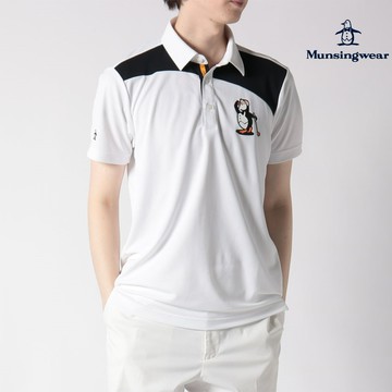 【MUNSINGWEAR 企鵝】男款白色日本製機能防曬色塊拼接POLO衫 MGRE2A52