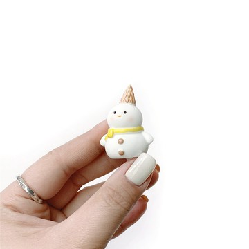 (現貨) 盆栽裝飾 圍巾甜筒雪人擺飾-黃 微景觀插飾