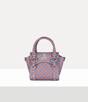 Vivienne Westwood Betty Mini Handbag With Chain Polyurethane / Polyester / Cotton -Blue-orange-tartan