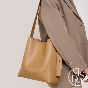 【MDMS】真皮預購 2025新款質感水桶包 (5colors) 簡約皮革肩背斜挎包 通勤百搭大容量女包 Z006