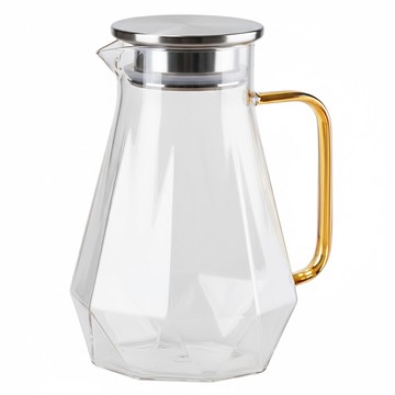 FOREVER 耐熱玻璃時尚鑽石紋不鏽鋼把手水壺 11 x 8 x 22cm 660g  玫瑰金  1.8L  1個