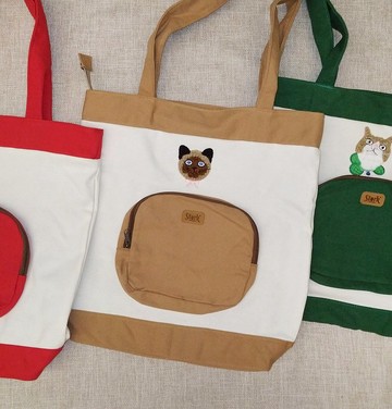 動物大容量提袋- 暹羅貓 飲料杯隔層 防疫用品收納