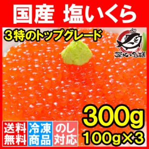 送料無料 塩イクラ 300g 100g×3パック 厳選の国産3特グレードの本格塩イクラ！皮までトロける上物。ギフトに大人気！【塩いくら いくら