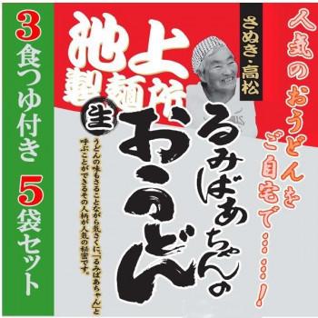 池上製麺所　るみばあちゃんのうどん　3食つゆ付き　5袋セット