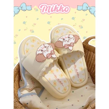 細細條 Mikko聯名拖鞋少女心夏可愛碎花防滑厚底外穿一字涼拖ins