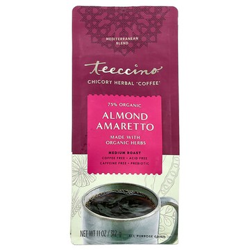 Teeccino, 菊苣草本咖啡，中度烘焙，無咖啡萃取，扁桃義大利苦杏酒味，11 盎司（312 克）