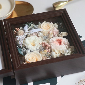 免運 開發票 永生花 幹燥花 相框 禮物 乾花 【贈送打印照片】永生花立體相框精致禮盒真花定制圣誕生日禮物