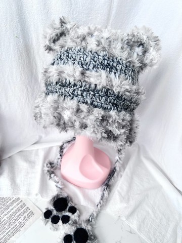 【兔貝兒】秋冬百搭保暖護耳帽-熊熊款 深灰/深藍