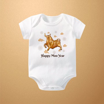 牛年鴻運 短袖包屁衣 可姓名客製  寶寶 嬰兒 新年 春節 禮物