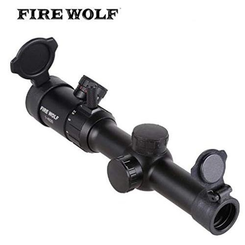 FIRE WOLF ライフルスコープ ショートスコープ 1-4ｘ20 マウントリング