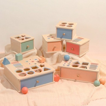 CE蒙氏投幣盒 寶寶精細動作玩具 顏色分類形狀教具 早教益智玩具