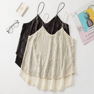 品牌折扣店商場專柜撤柜女裝尾貨清倉夏裝亮片大碼無袖小背心女潮