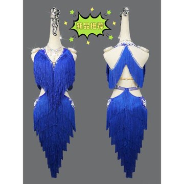 新款拉丁舞流蘇比賽表演出服裝女式專業顯瘦連衣裙solo舞衣裙藝考