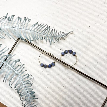 靜謐天然石_黃銅耳環_坦桑(不可改夾)