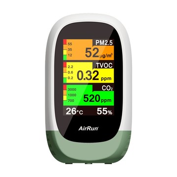 AirRun 空氣品質偵測器 Q10  全彩超廣角大螢幕  五合一空氣品質顯示  全機台灣製造  1個