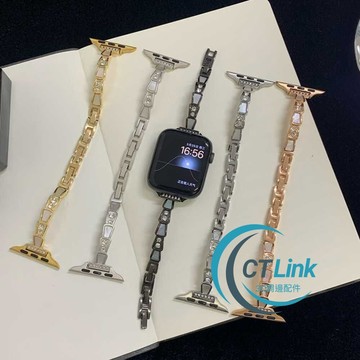小眾 高級感 幻彩貝母手鐲 星光銀金屬錶帶 適用 Apple Watch 11 10 9替換錶帶42mm 46mm 錶帶